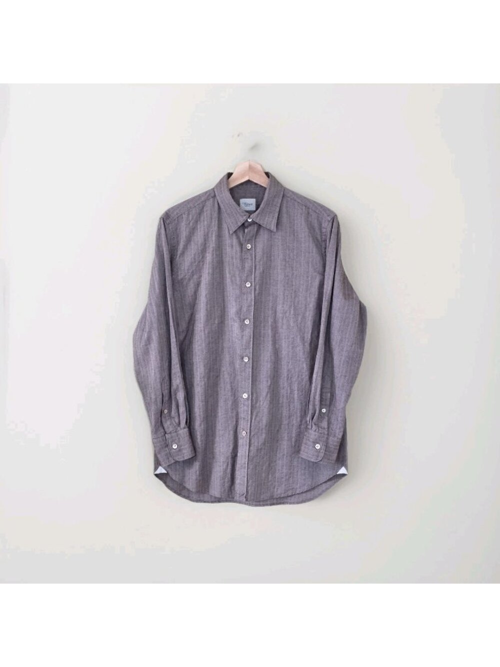 Velasca Shirt 40 15 3/4 Brown Textured Stripes Cotton LS Italy Quiet Luxury Edgy